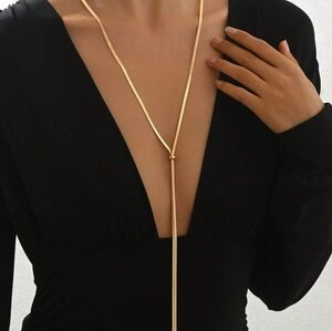 Elegant Gold Lariat Necklace - Women Jewelry